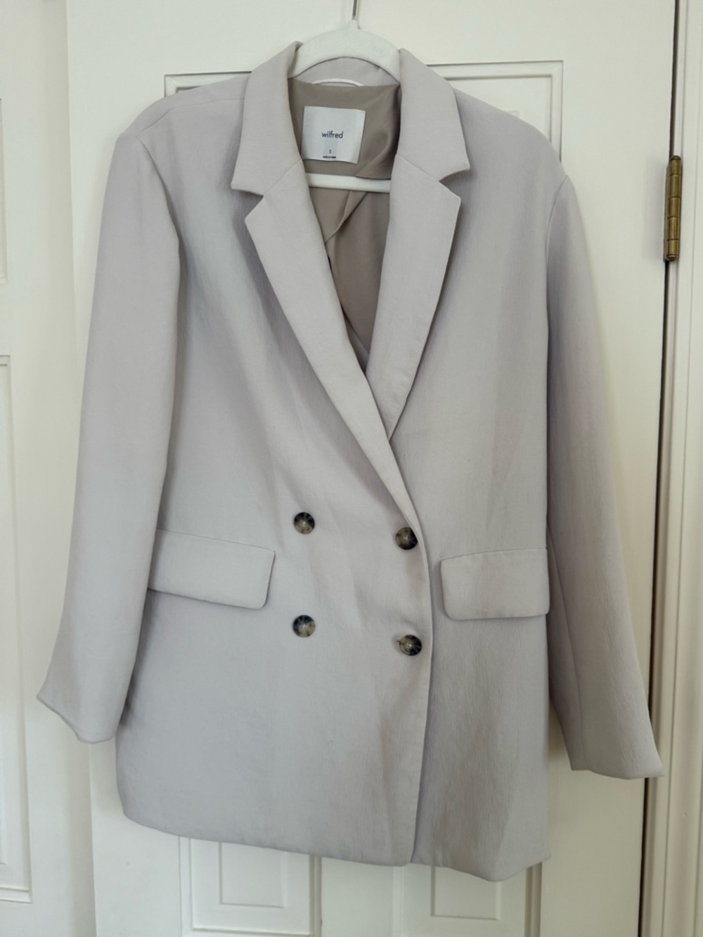 Aritzia Wilfred Light Bone Double-Breasted Blazer Jacket